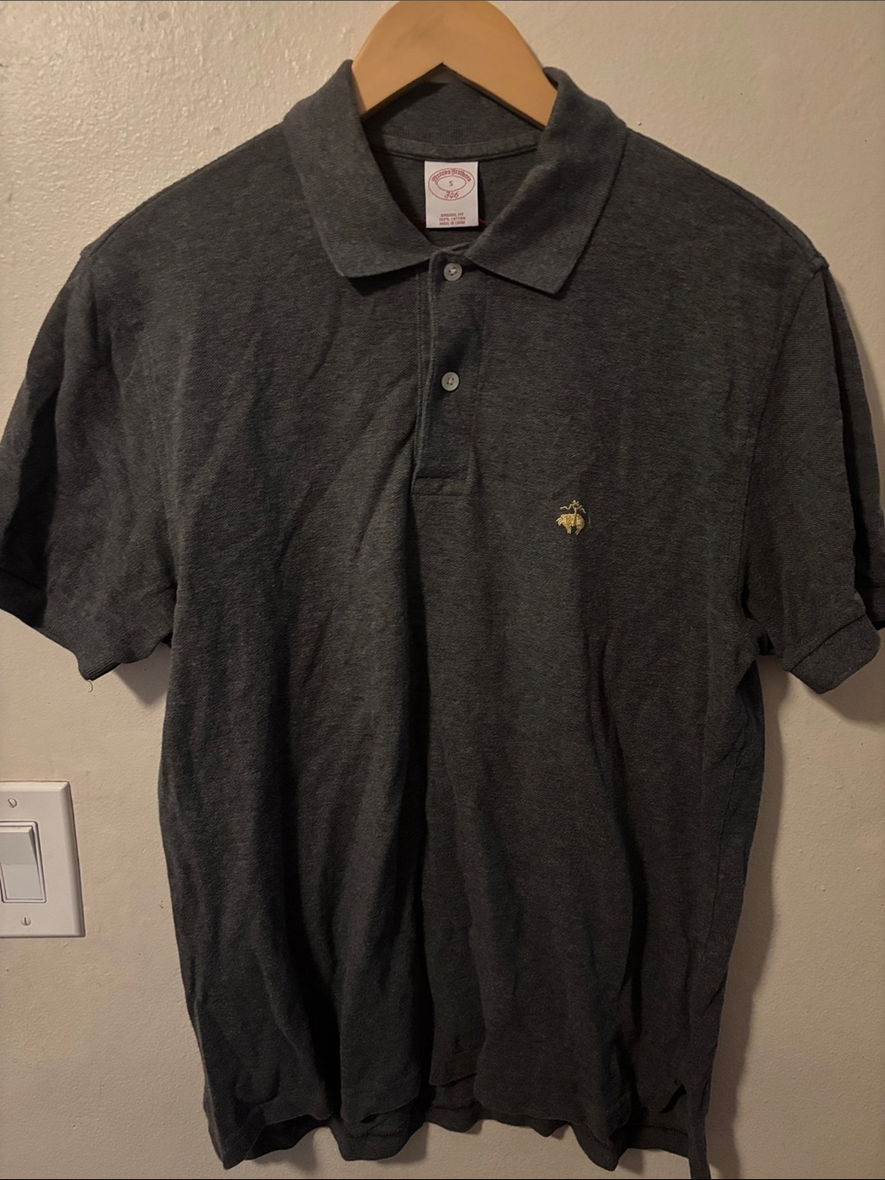 Brooks Brothers Dark Gray Polo with Gold Bee Logo